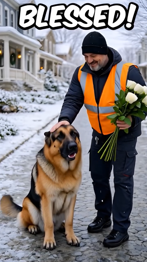 The worker gave a warm blanket as a gift, and the dog responded with an unexpected gesture.