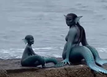 Shocking Ocean Mystery: Mermaid Mother and Child Spotted on Offshore Rocks!